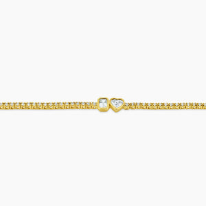 14K Yellow Gold Center Duo Bezel Tennis Bracelet
