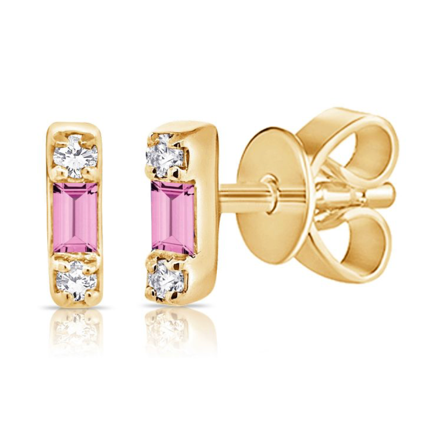 Pink Sapphire & Diamond Stud