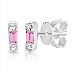 Pink Sapphire & Diamond Stud