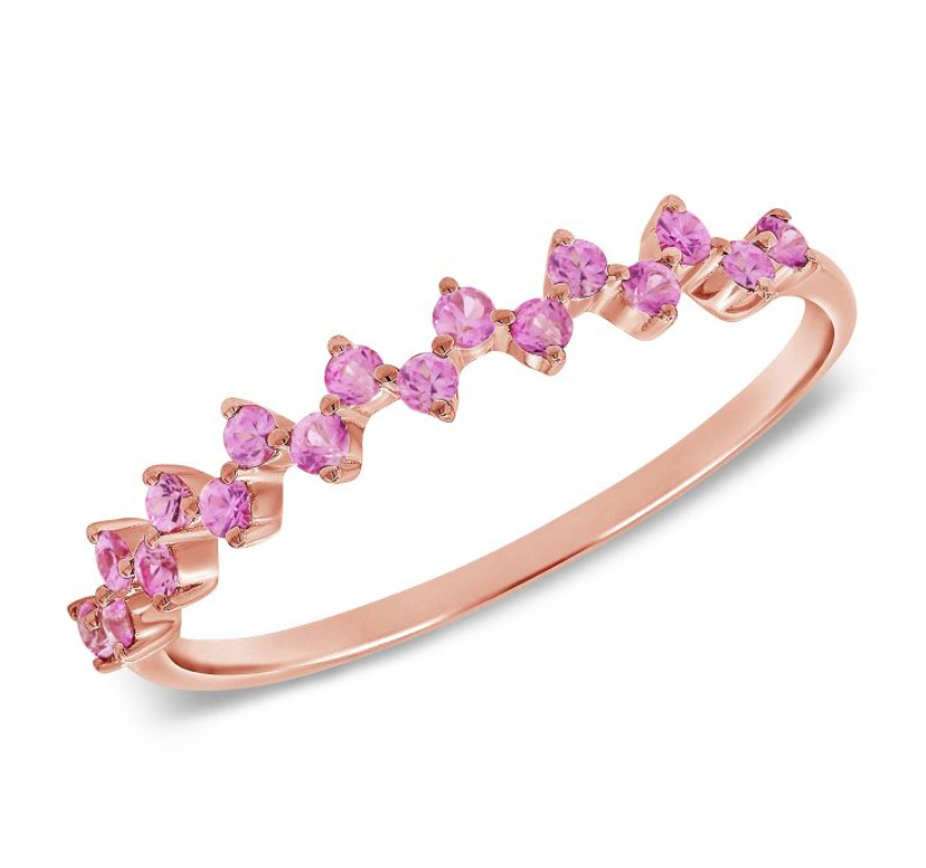 Pink Sapphire ZigZag Ring