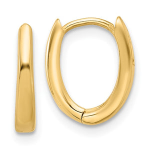 Oval Tapered Gold Hinged Huggie Hoop