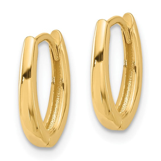 Oval Tapered Gold Hinged Huggie Hoop